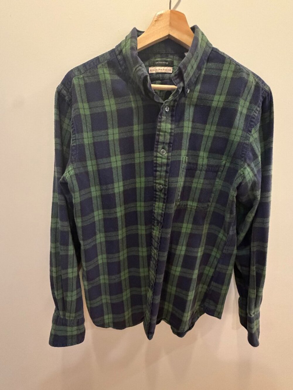 Unionmade Made in New England Green Navy Plaid Flannel Shirt Men’s Medium